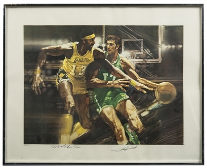 Wilt Chamberlain and John Havlicek Multi-Signed Artwork In Framed Display (PSA/DNA)